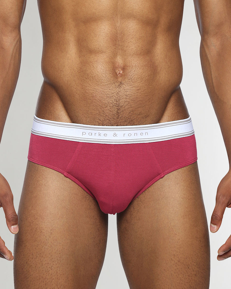 Parke & Ronen Retro Solid Low-Rise Brief Ruby