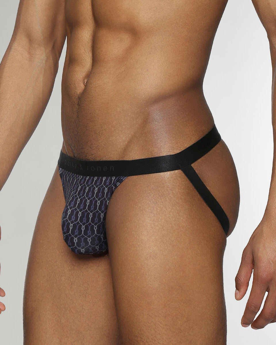Parke & Ronen Sailors Knot Printed Jockstrap Black