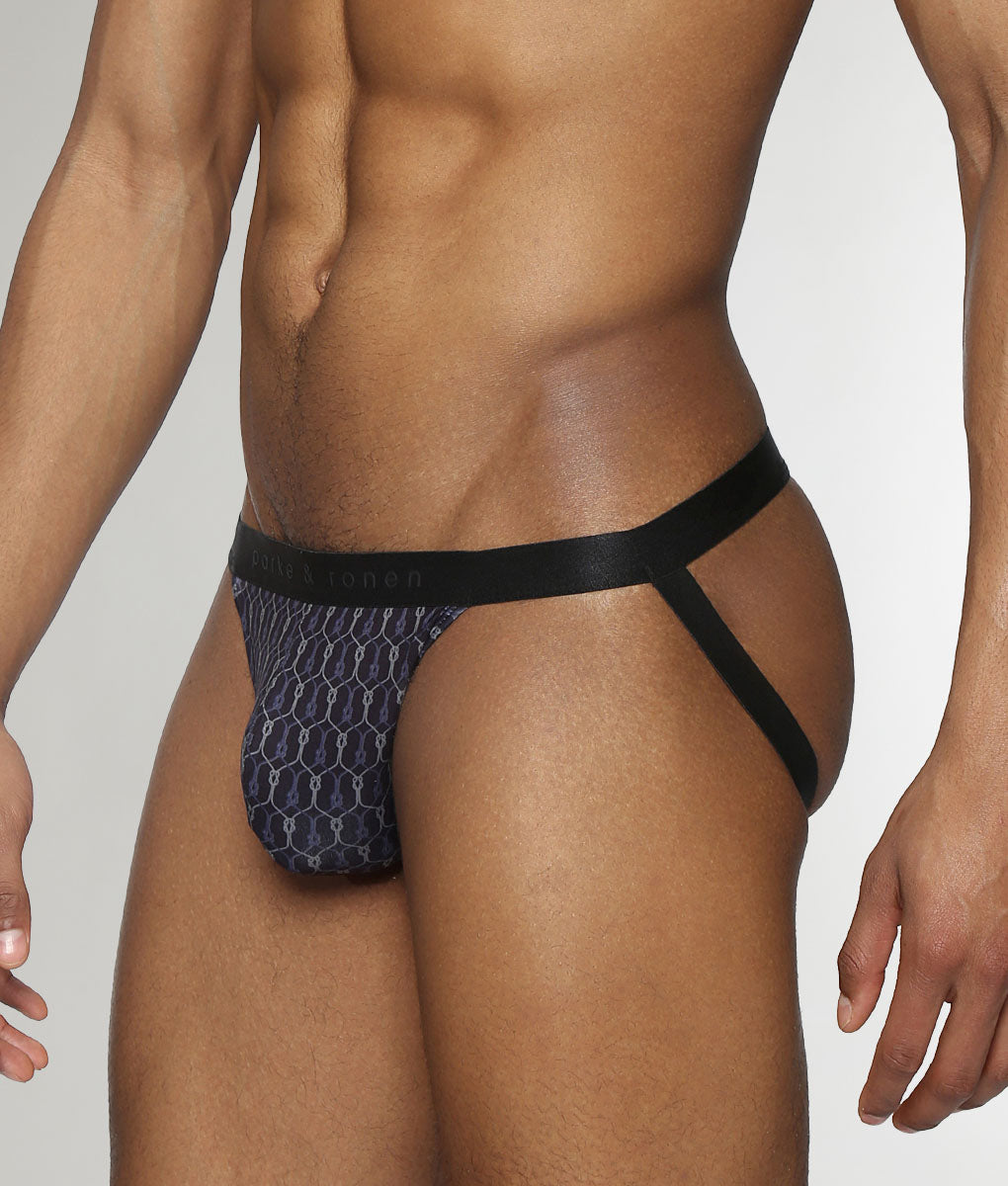 Parke & Ronen Sailors Knot Printed Jockstrap Black