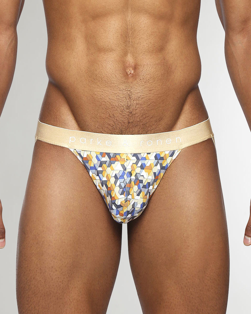 Parke & Ronen Honey Comb Printed Jockstrap Gold