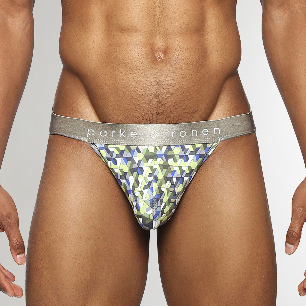 Parke & Ronen Honey Comb Printed Jockstrap Lime