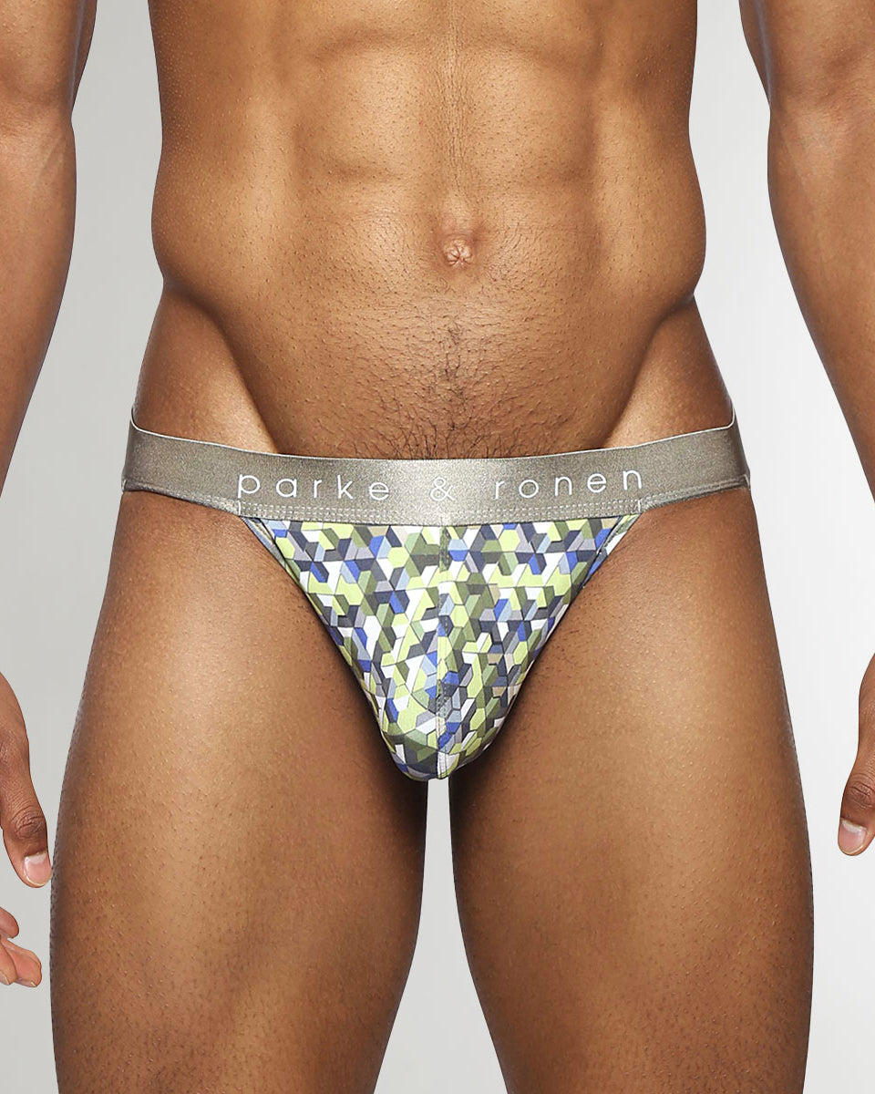 Parke & Ronen Honey Comb Printed Jockstrap Lime