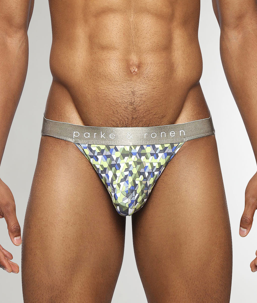 Parke & Ronen Honey Comb Printed Jockstrap Lime