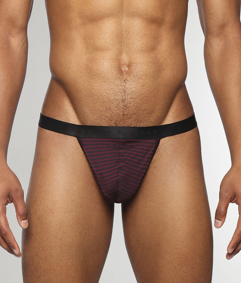 Parke & Ronen Vault Stripe Thong Burgundy