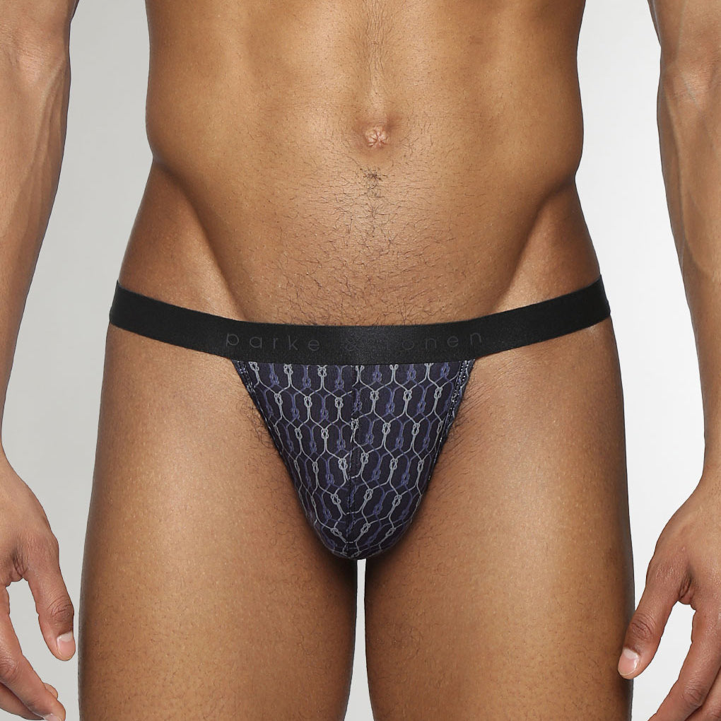 Parke & Ronen Sailors Knot Printed Thong Black