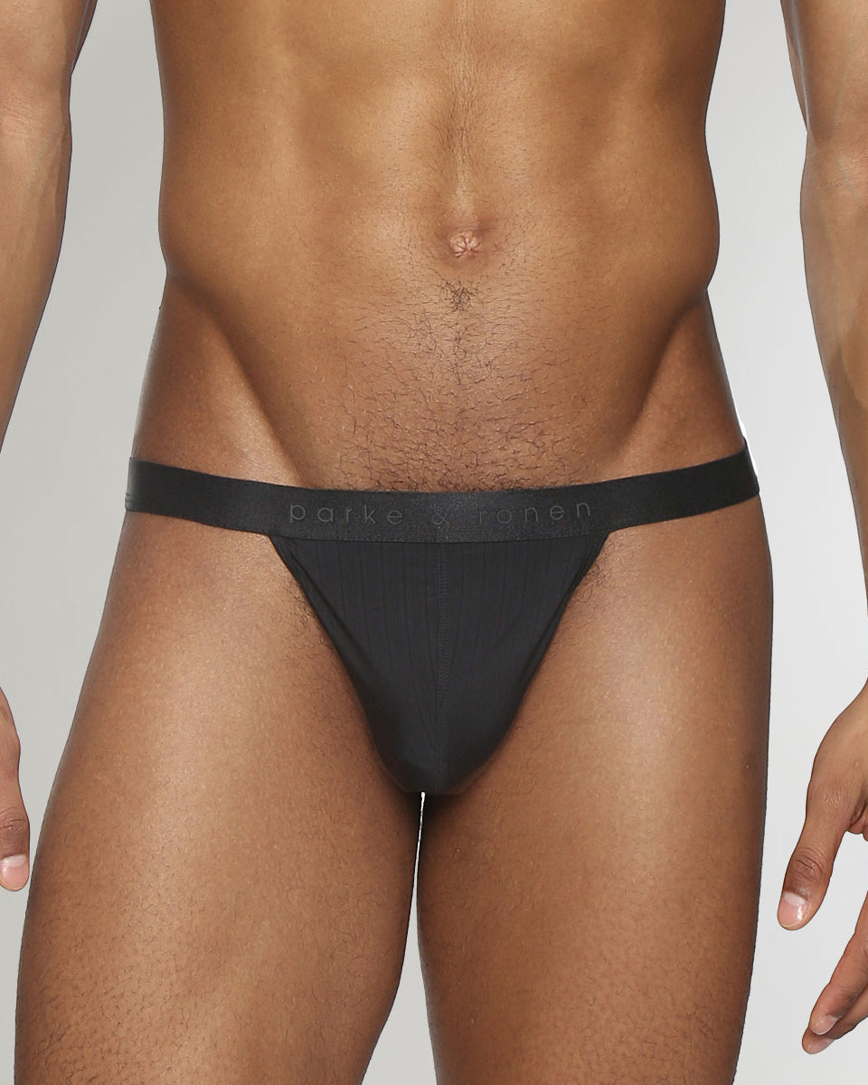 Parke & Ronen Coastal Nylon Thong Black