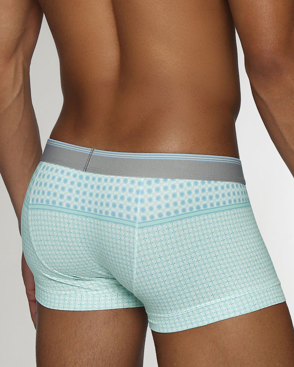 Parke & Ronen Lattice Printed Low-Rise Trunk Aqua