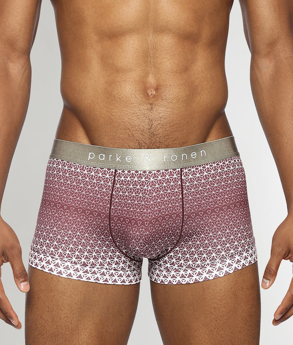 Parke & Ronen Horizon Printed Low Rise Trunk Burgundy