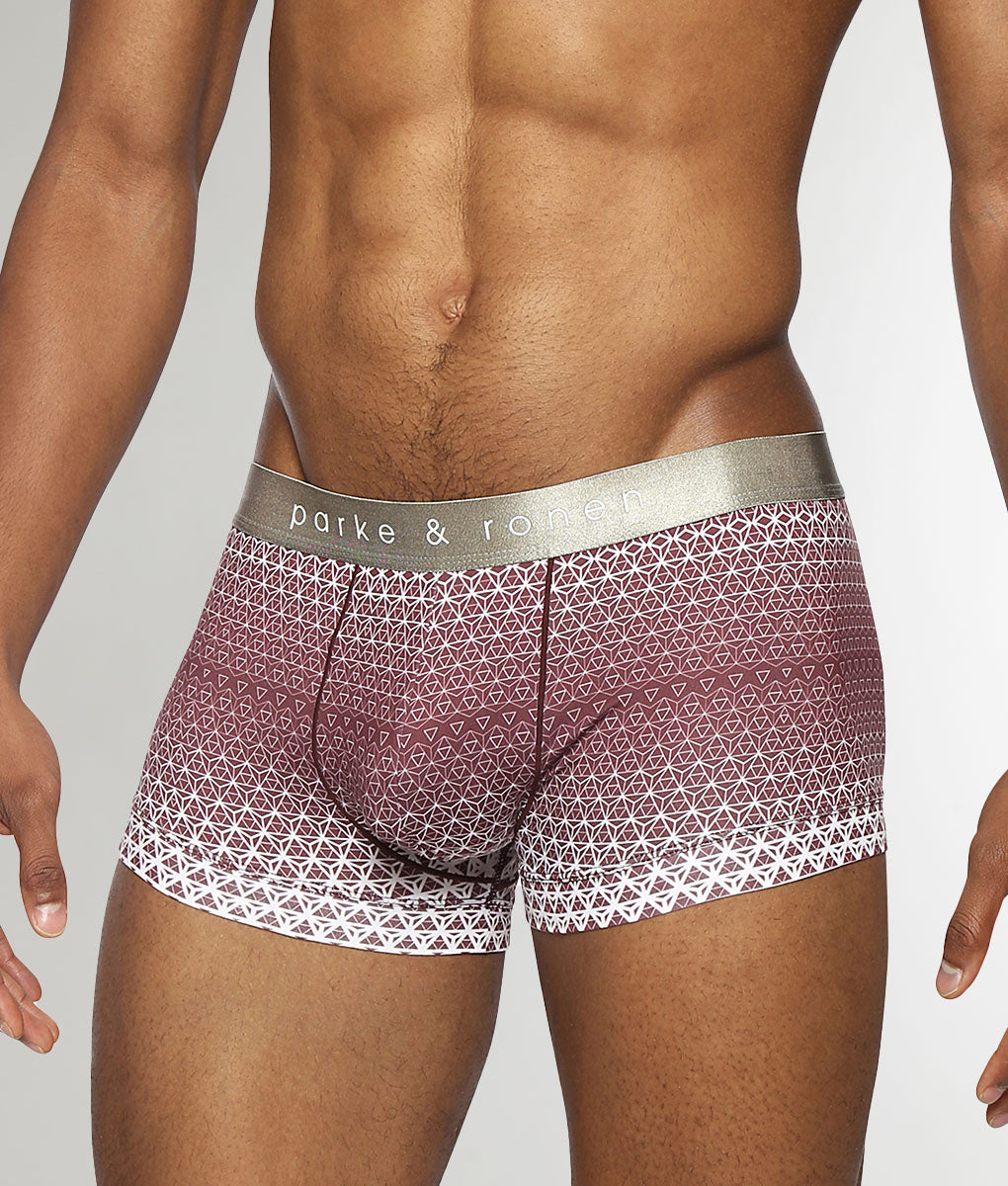Parke & Ronen Horizon Printed Low Rise Trunk Burgundy