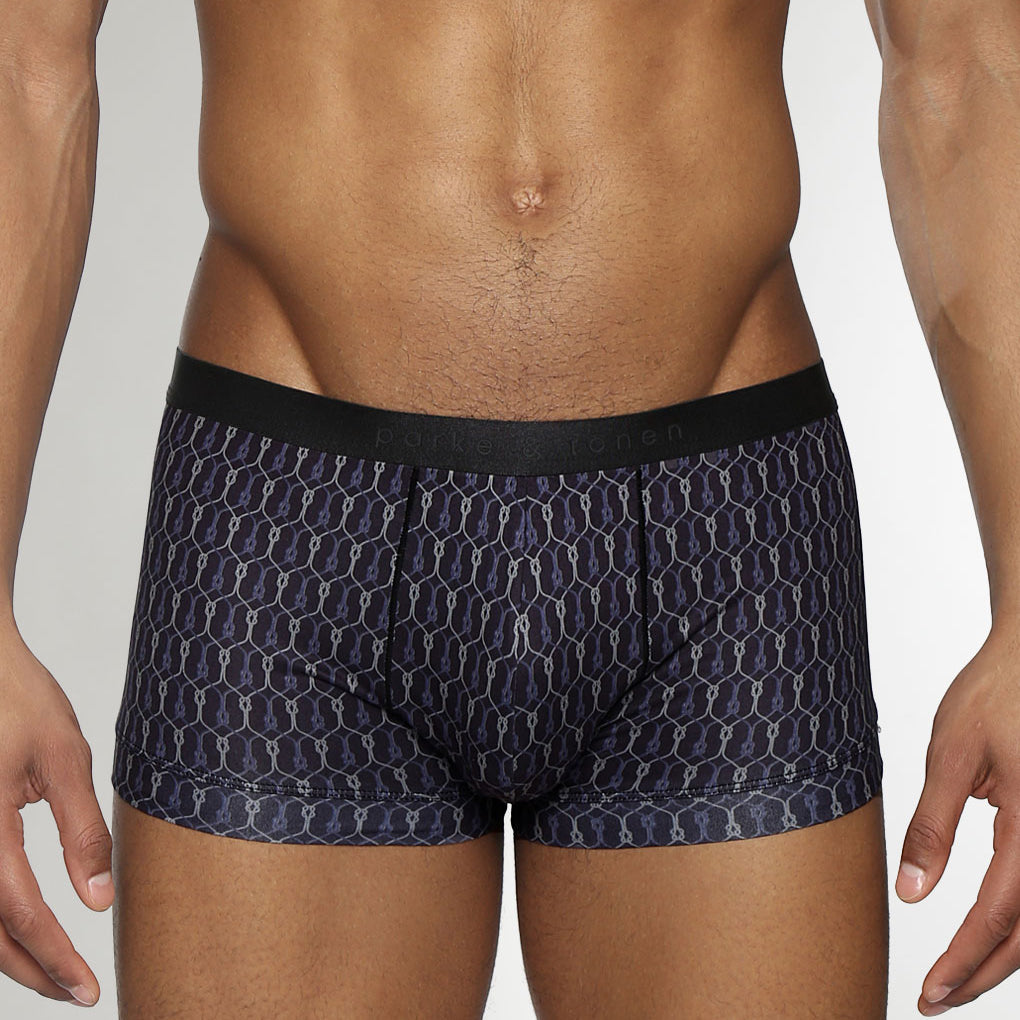 Parke & Ronen Sailors Knot Printed Low-Rise Trunk Black