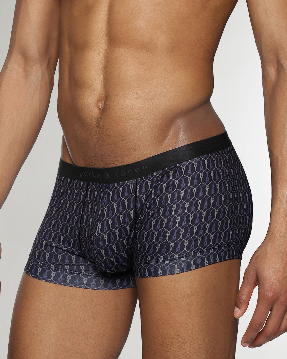 Parke & Ronen Sailors Knot Printed Low-Rise Trunk Black