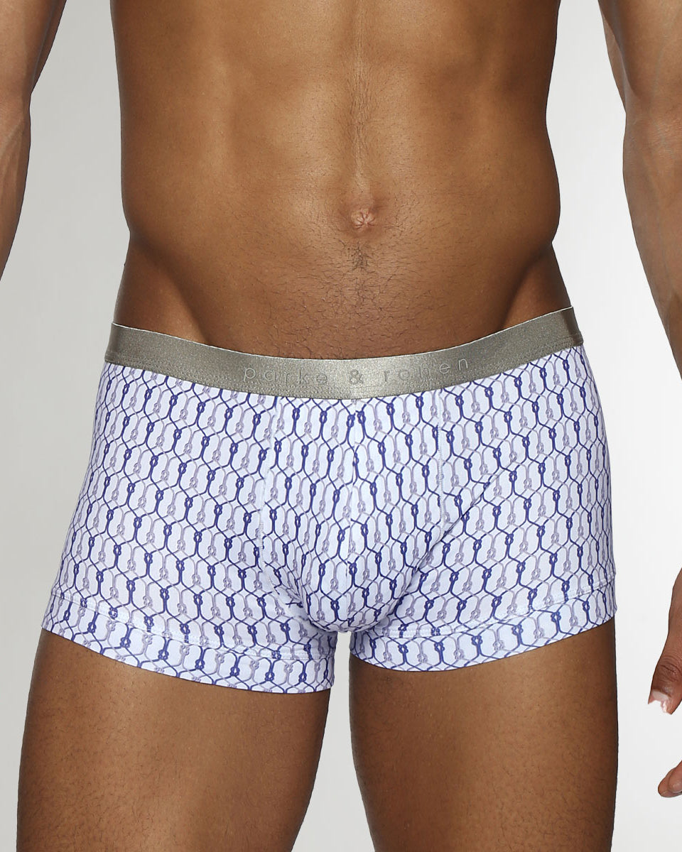 Parke & Ronen Sailors Knot Printed Low-Rise Trunk Blue