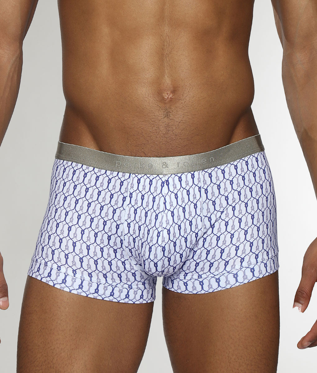 Parke & Ronen Sailors Knot Printed Low-Rise Trunk Blue
