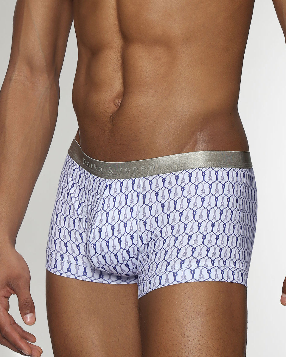 Parke & Ronen Sailors Knot Printed Low-Rise Trunk Blue