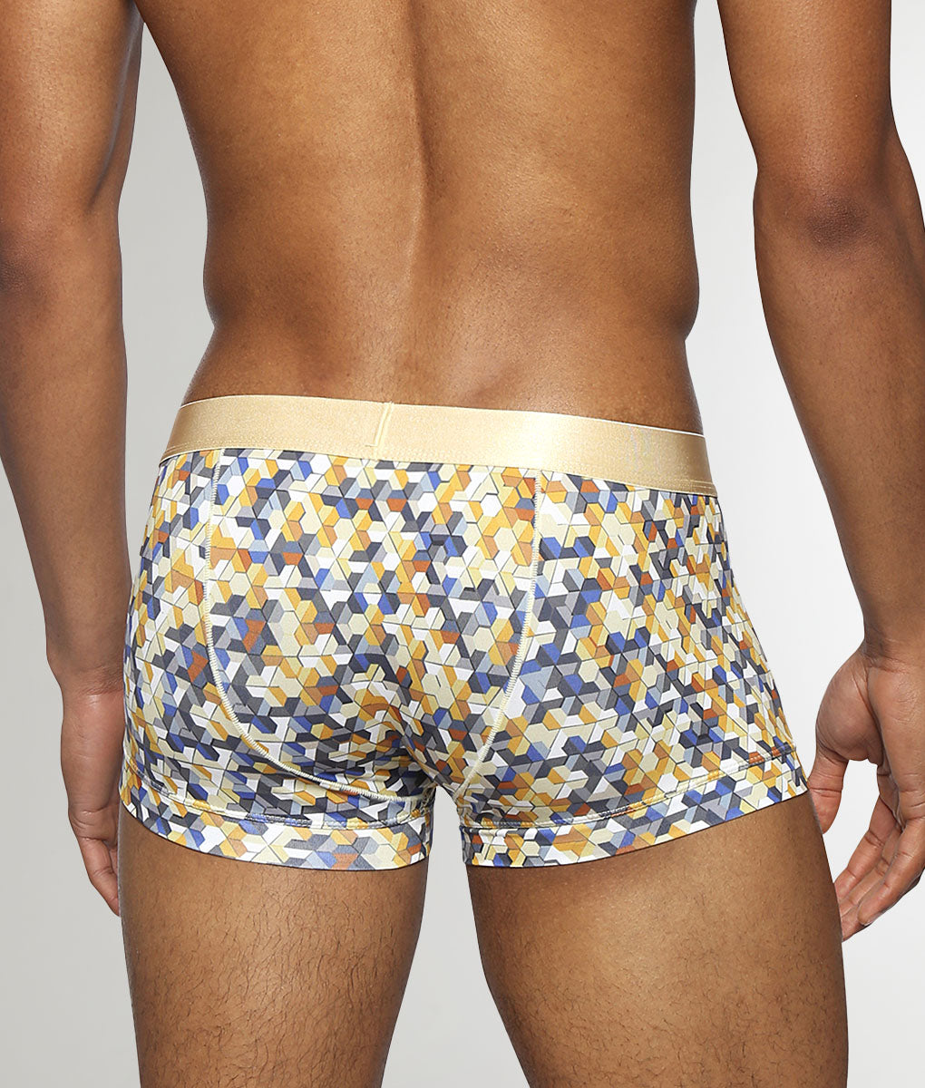 Parke & Ronen Honey Comb Printed Low Rise Trunk Gold