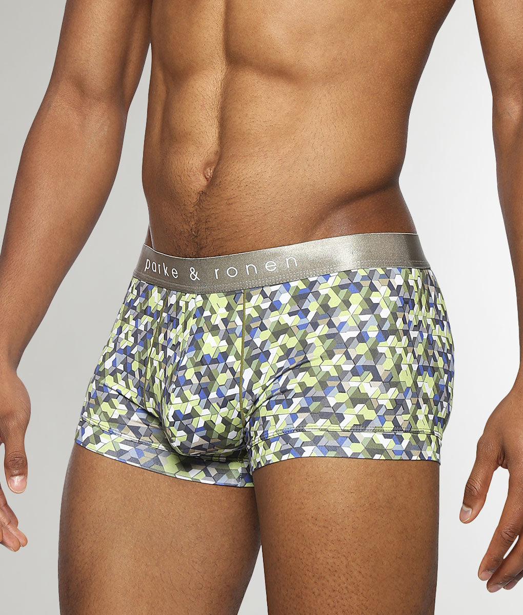 Parke & Ronen Honey Comb Printed Low Rise Trunk Lime