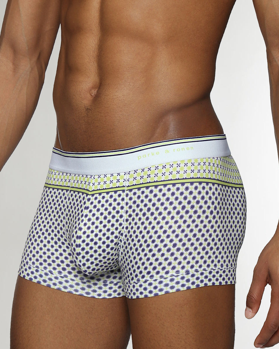 Parke & Ronen Lattice Printed Low-Rise Trunk Zest