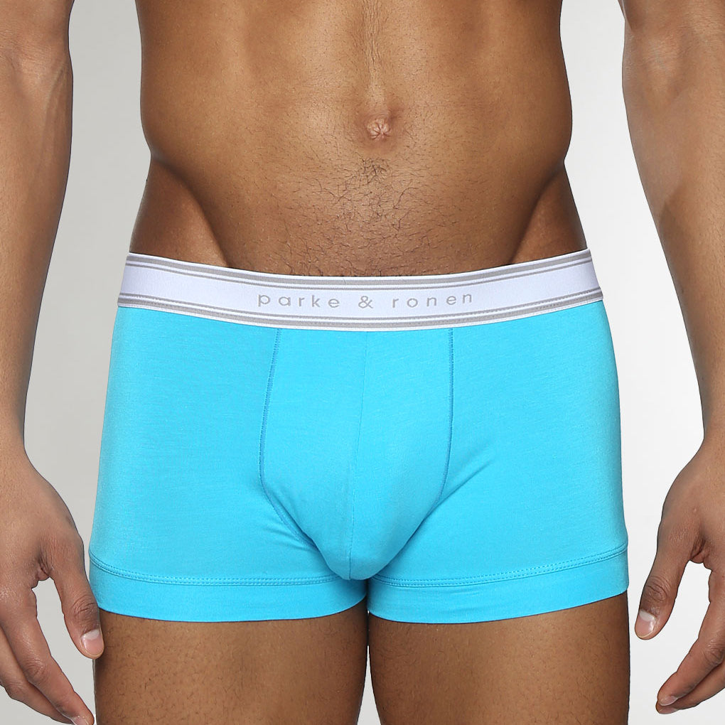 Parke & Ronen Retro Solid Low-Rise Trunk Blue-lagoon