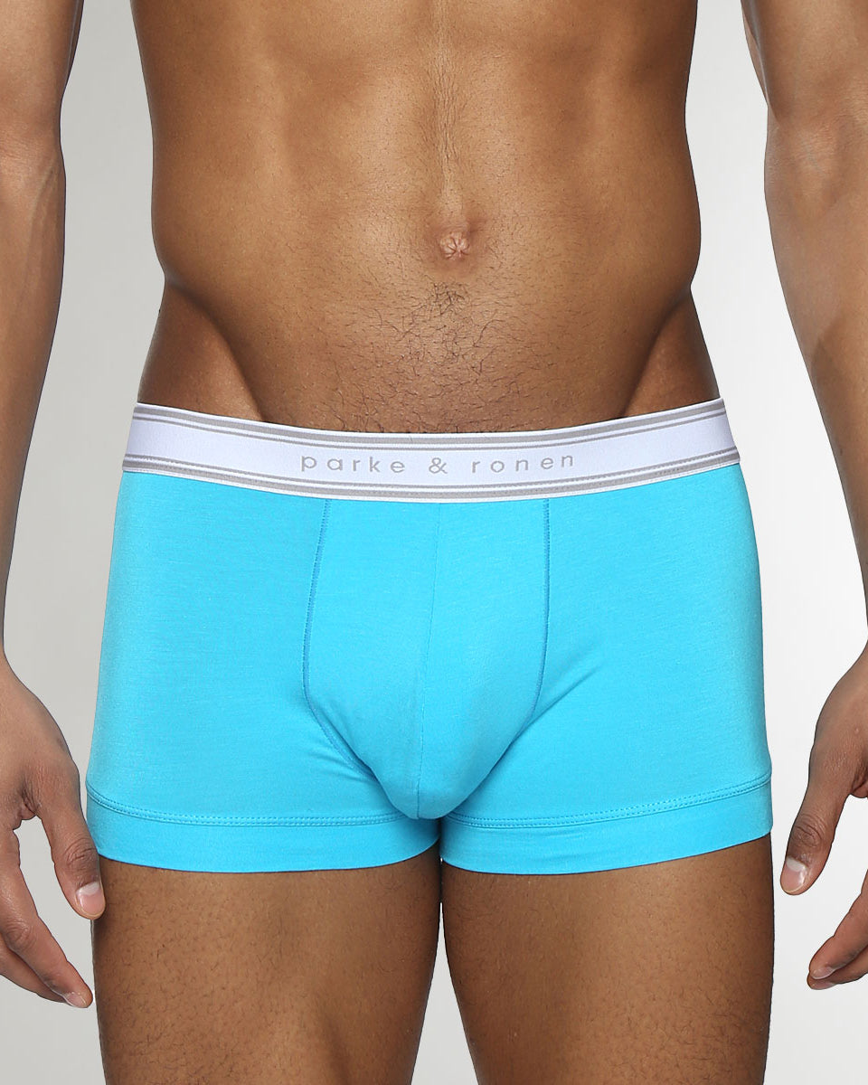 Parke & Ronen Retro Solid Low-Rise Trunk Blue-lagoon