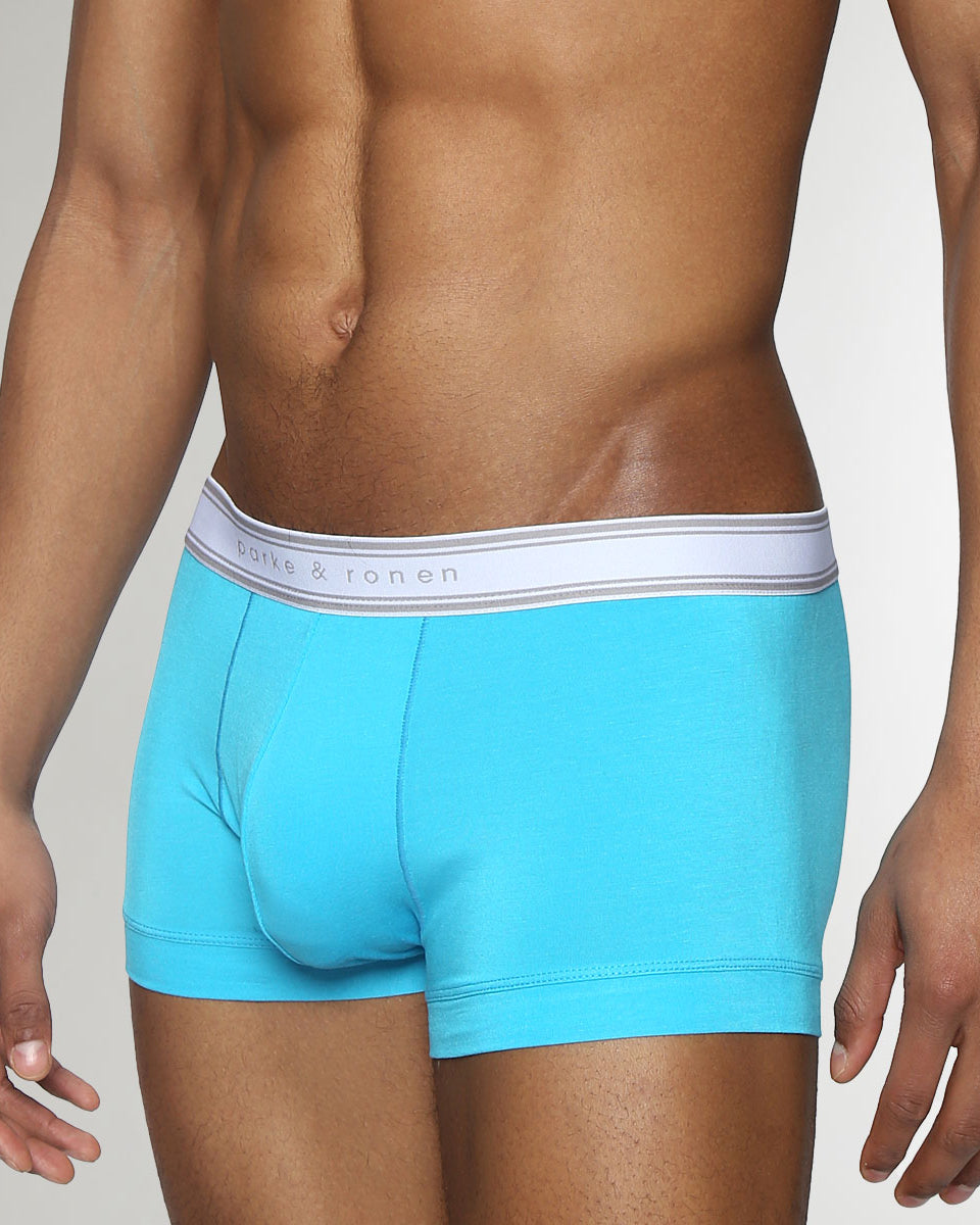 Parke & Ronen Retro Solid Low-Rise Trunk Blue-lagoon