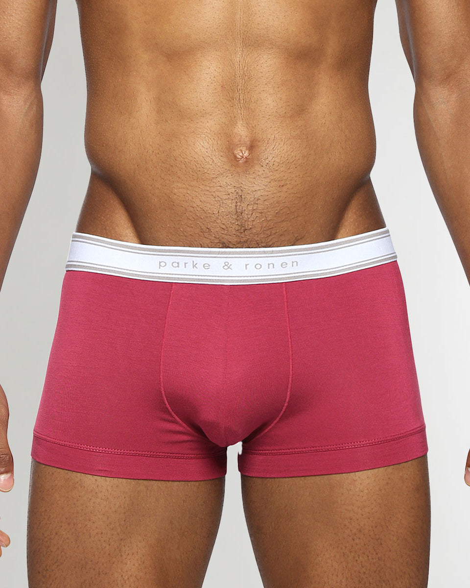 Parke & Ronen Retro Solid Low-Rise Trunk Ruby