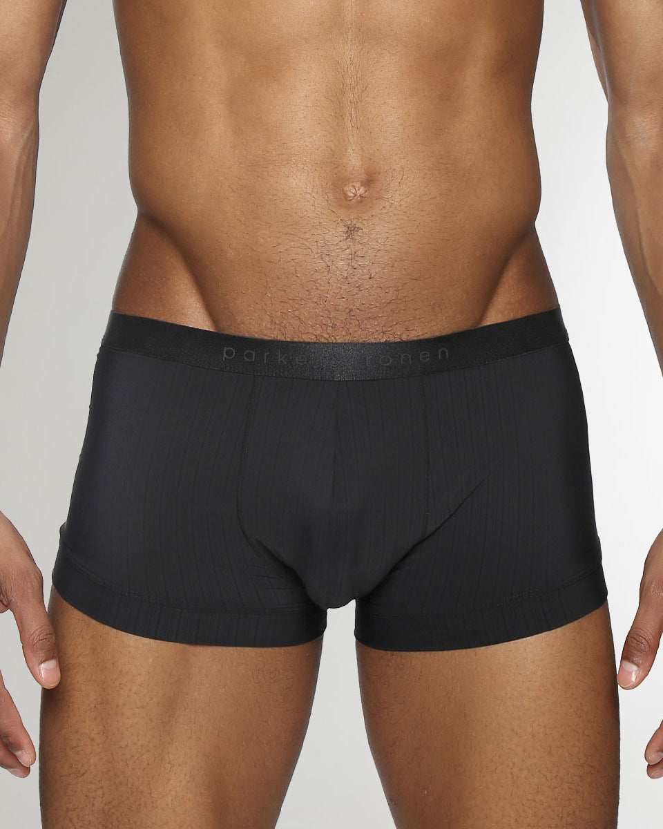 Parke & Ronen Coastal Nylon Low-Rise Trunk Black
