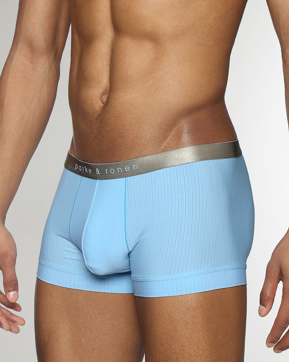 Parke & Ronen Coastal Nylon Low-Rise Trunk Sky-blue