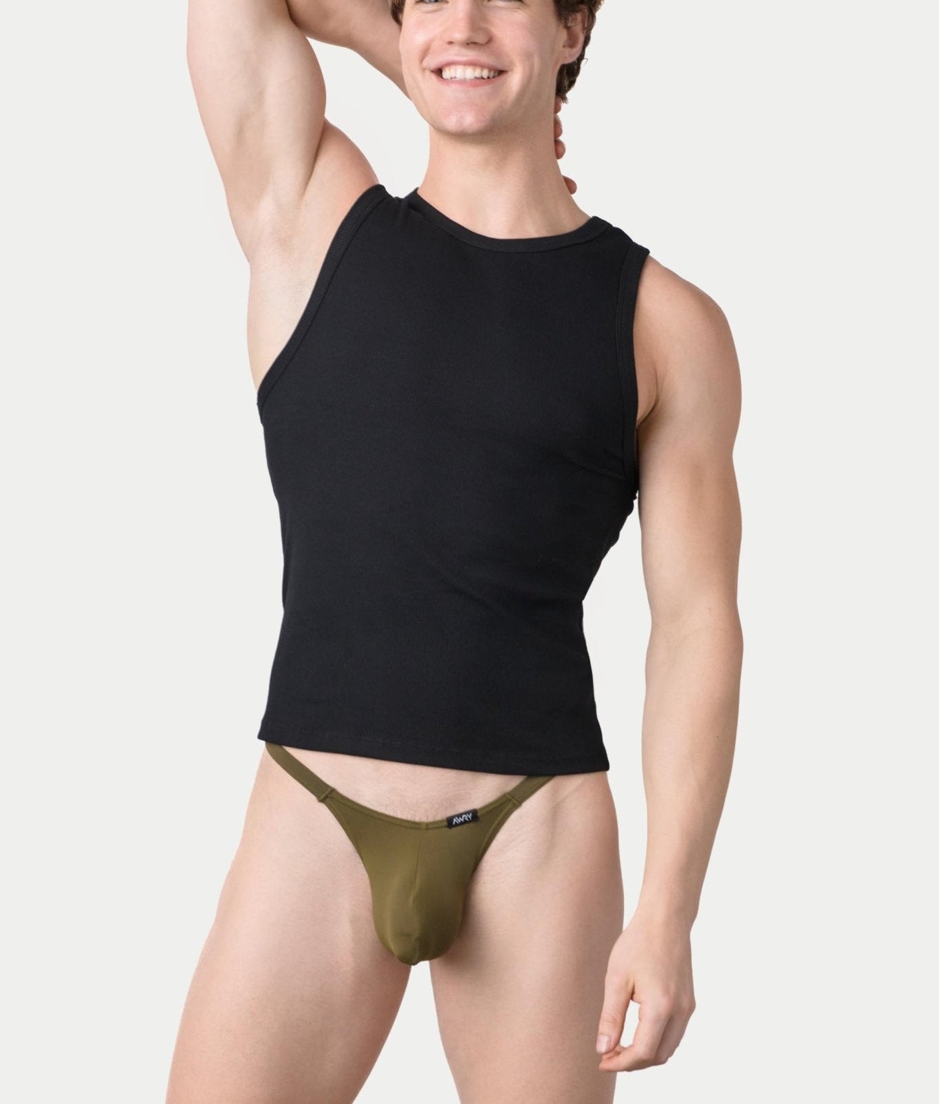 Awry Ribbed Tank Black — ribbed fabric detail and hip-length crop