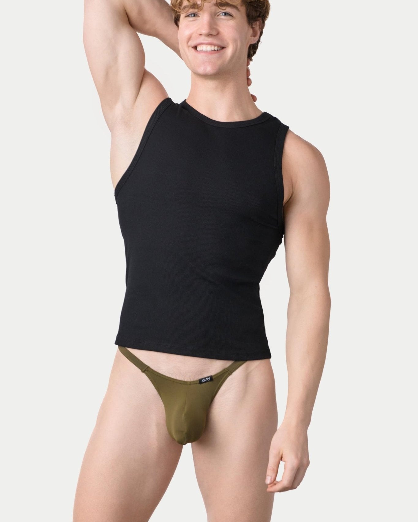Awry Ribbed Tank Black — ribbed fabric detail and hip-length crop
