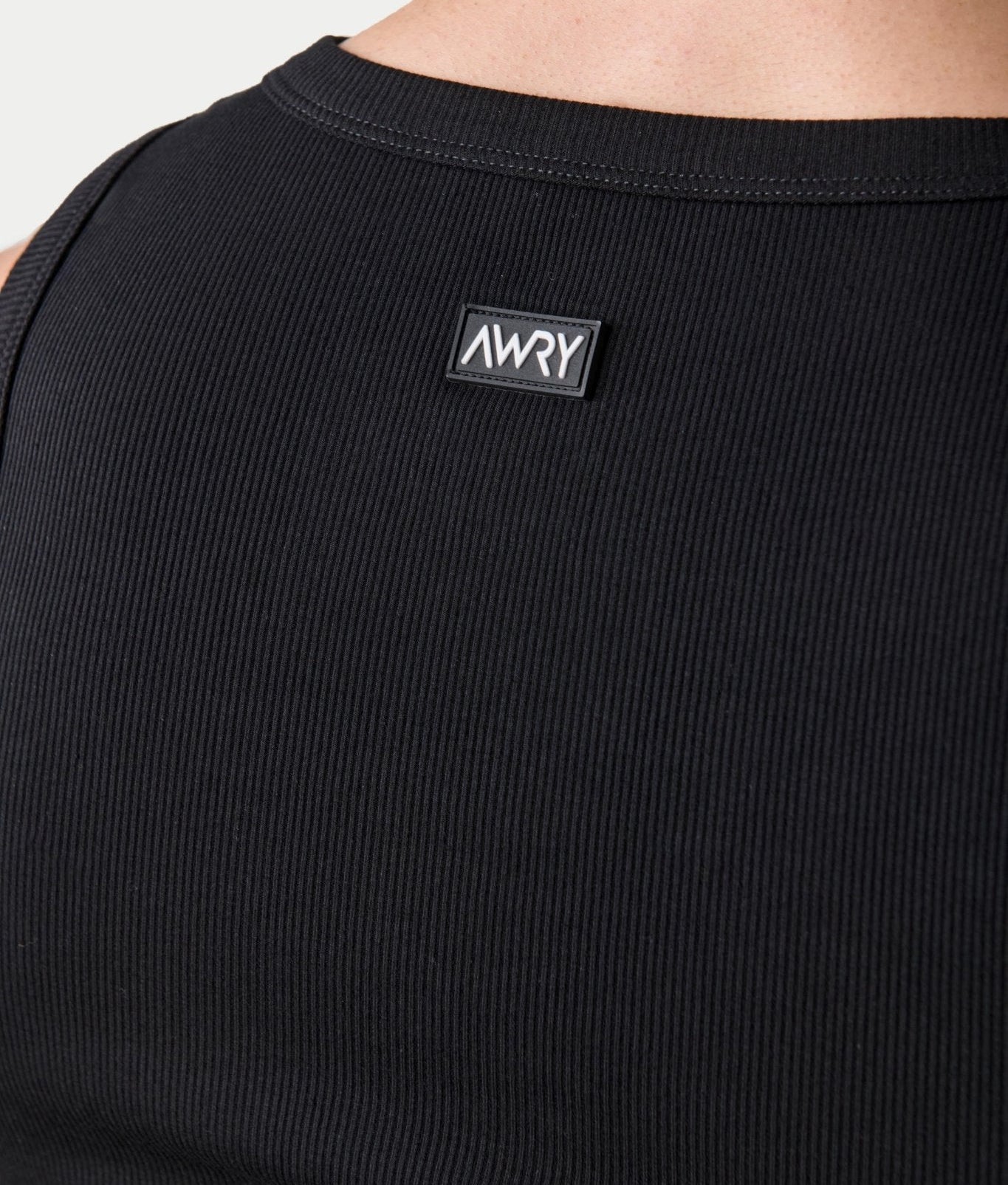 Awry Ribbed Tank Black — men's sleeveless tank top lifestyle styling