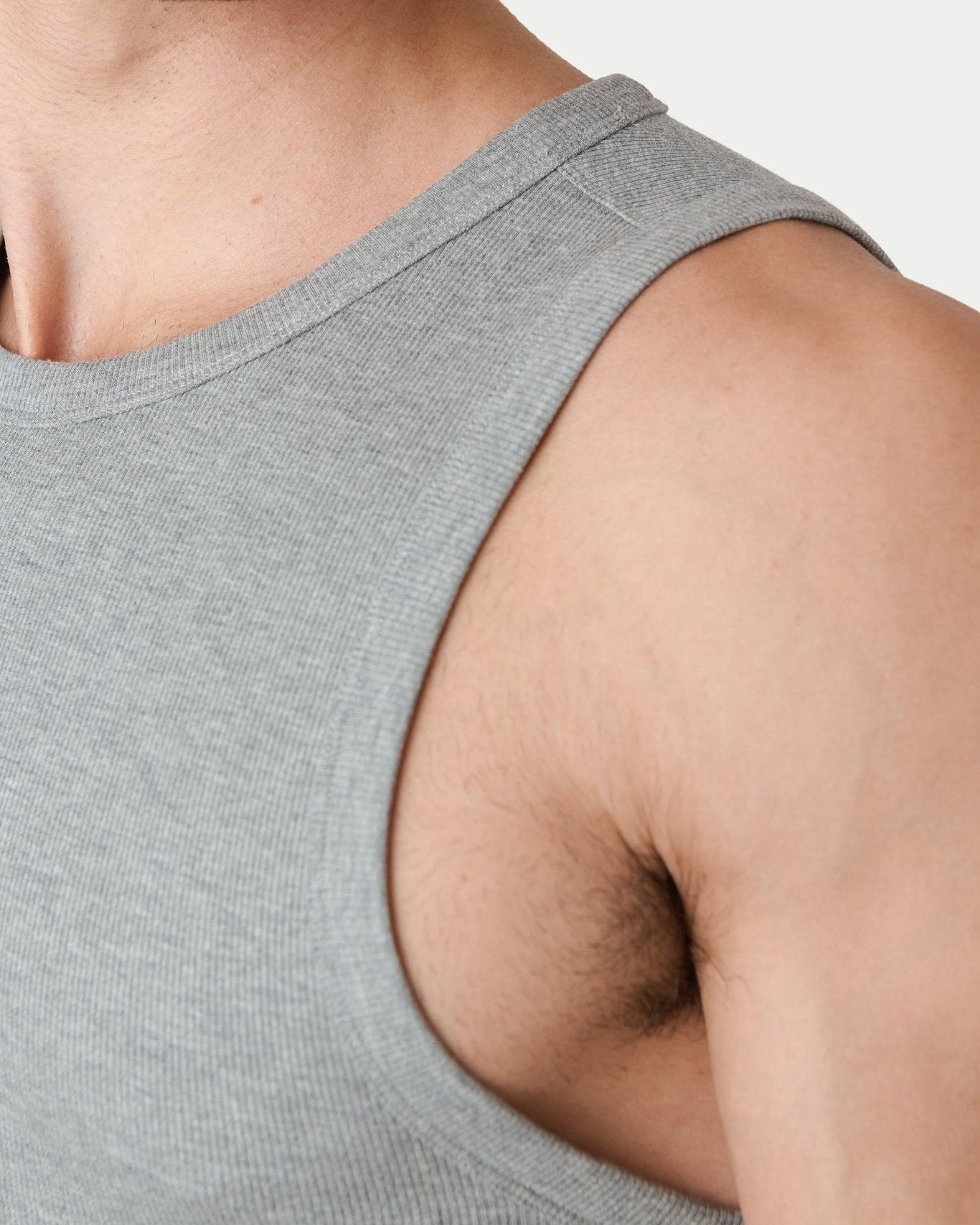 Awry Ribbed Tank Heather Gray — men's soft ribbed cropped tank, alternate size view