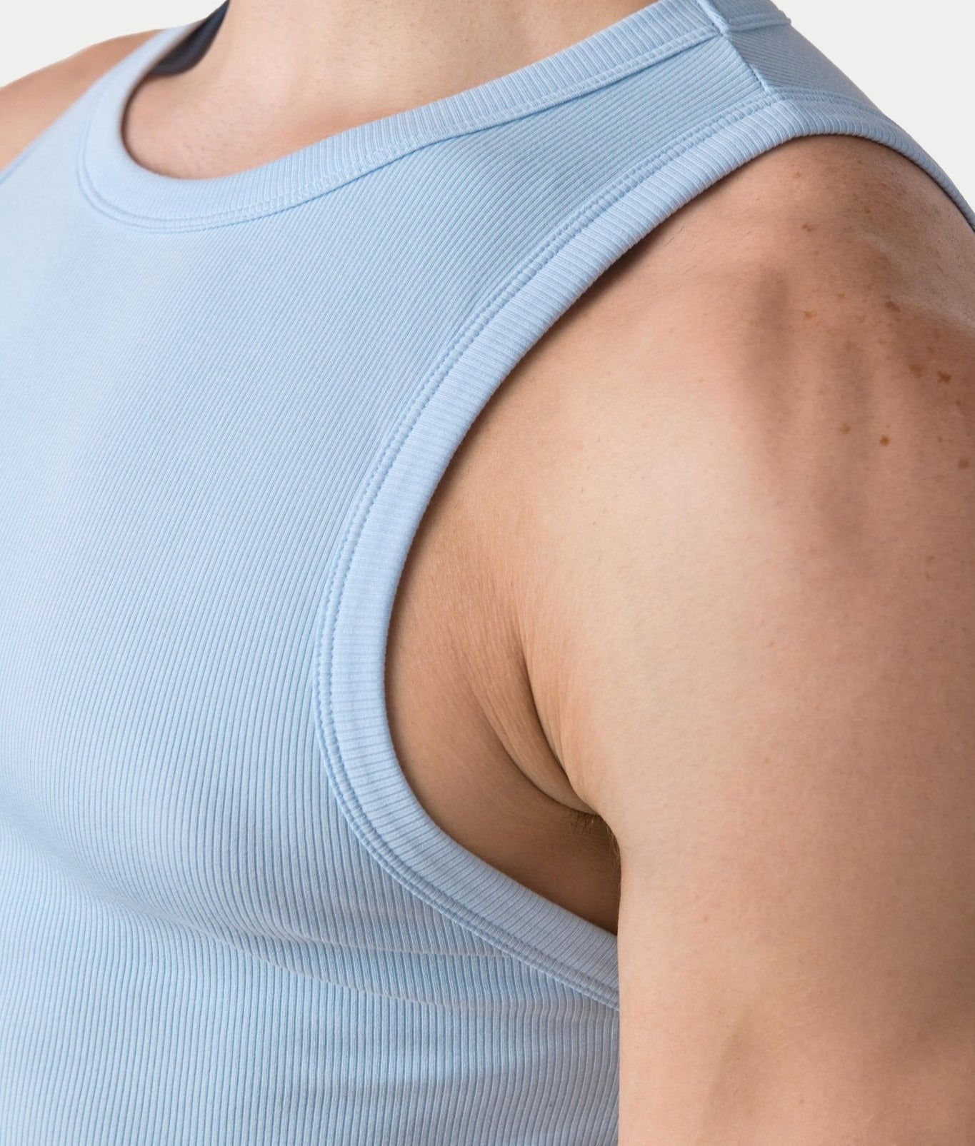 Awry Ribbed Tank Sky Blue — men's soft ribbed cropped tank, alternate size view