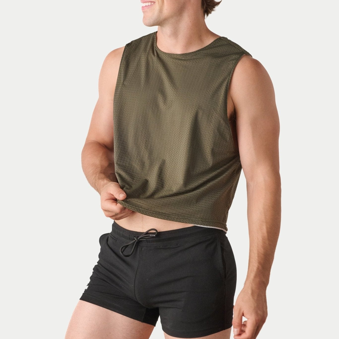 Awry Rookie Reversible Tank Army Green & Gray — side two (reversed), showing alternate colorway