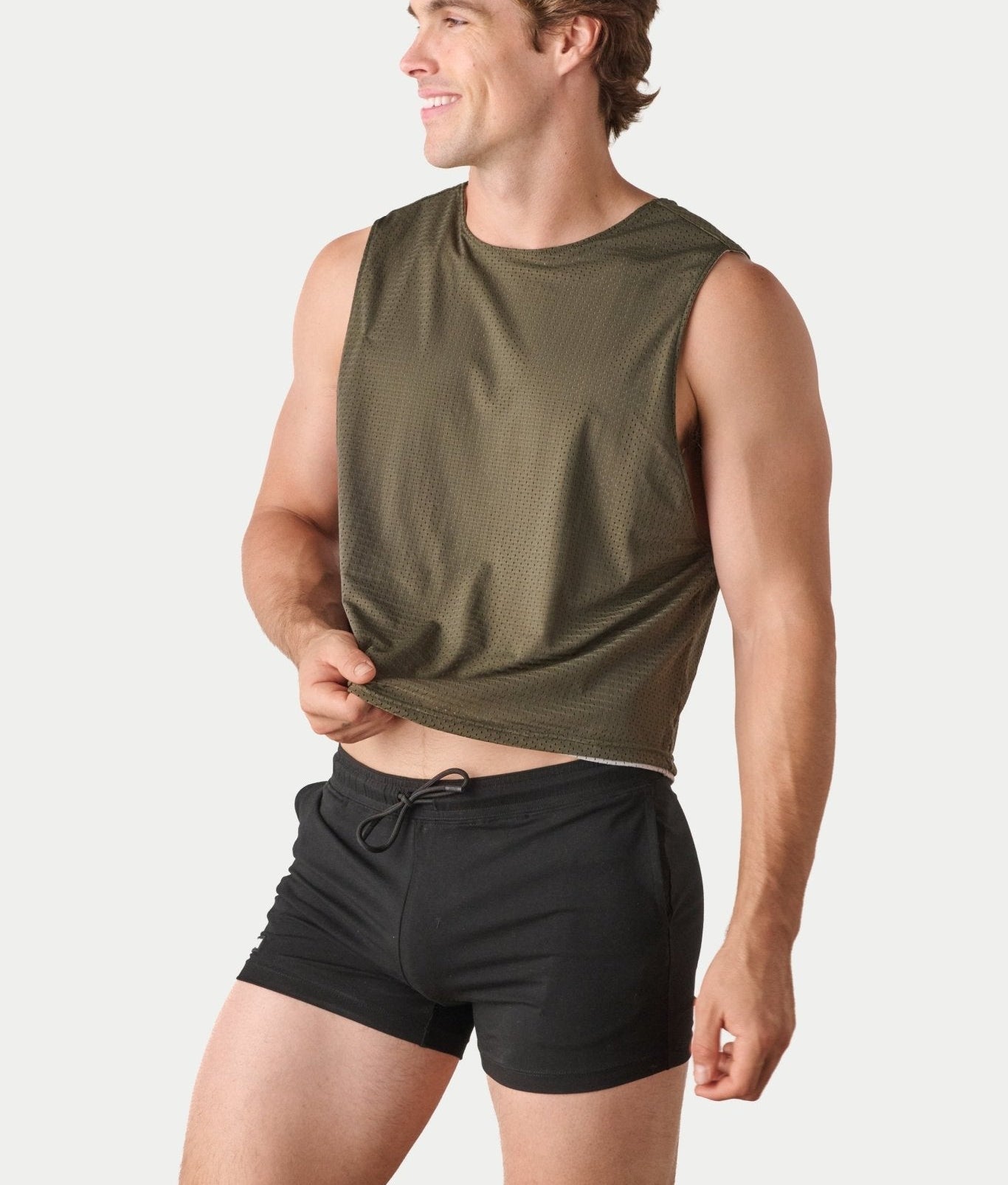Awry Rookie Reversible Tank Army Green & Gray — side two (reversed), showing alternate colorway