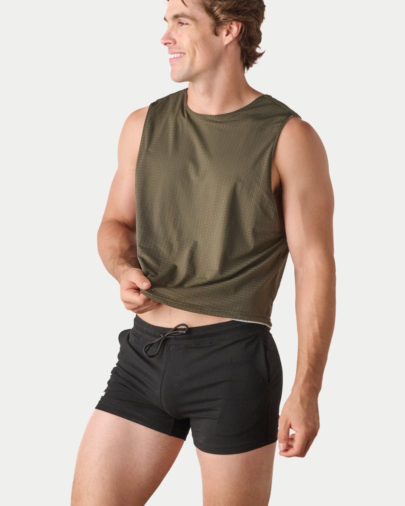 Awry Rookie Reversible Tank Army Green & Gray — side two (reversed), showing alternate colorway