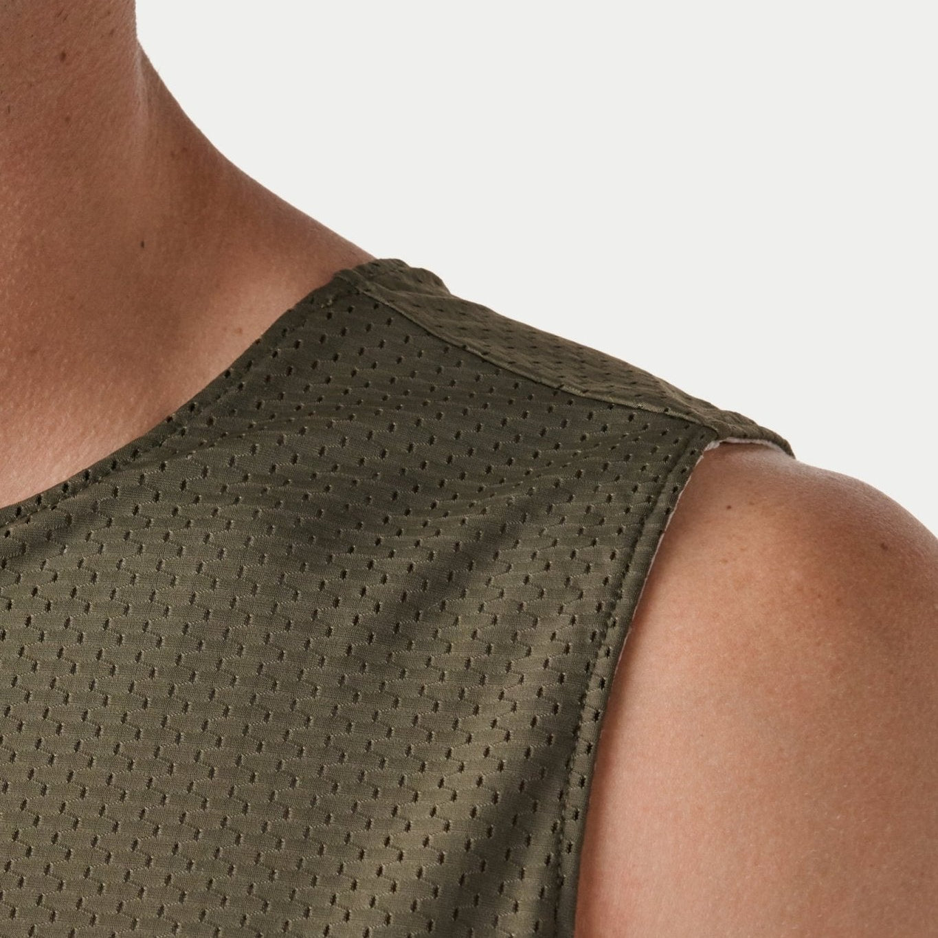 Awry Rookie Reversible Tank Army Green & Gray — detail of reversible mesh fabric and basketball jersey-inspired design