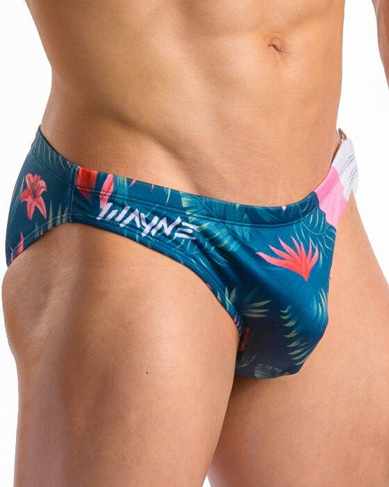Wayne Bali Buckle Speedo Tropical Floral - mens swim briefs floral print, angled view