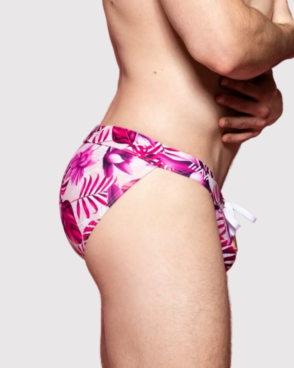 Wayne Malibu Sport Brief Sunset Geometric - men's swim brief side profile, side view