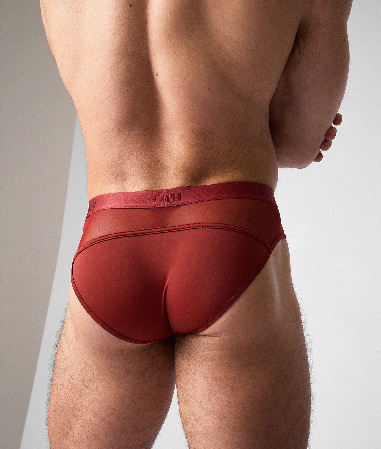 Teamm8 Score Sheer Slim Brief Shiraz - tone-on-tone waistband detail close-up