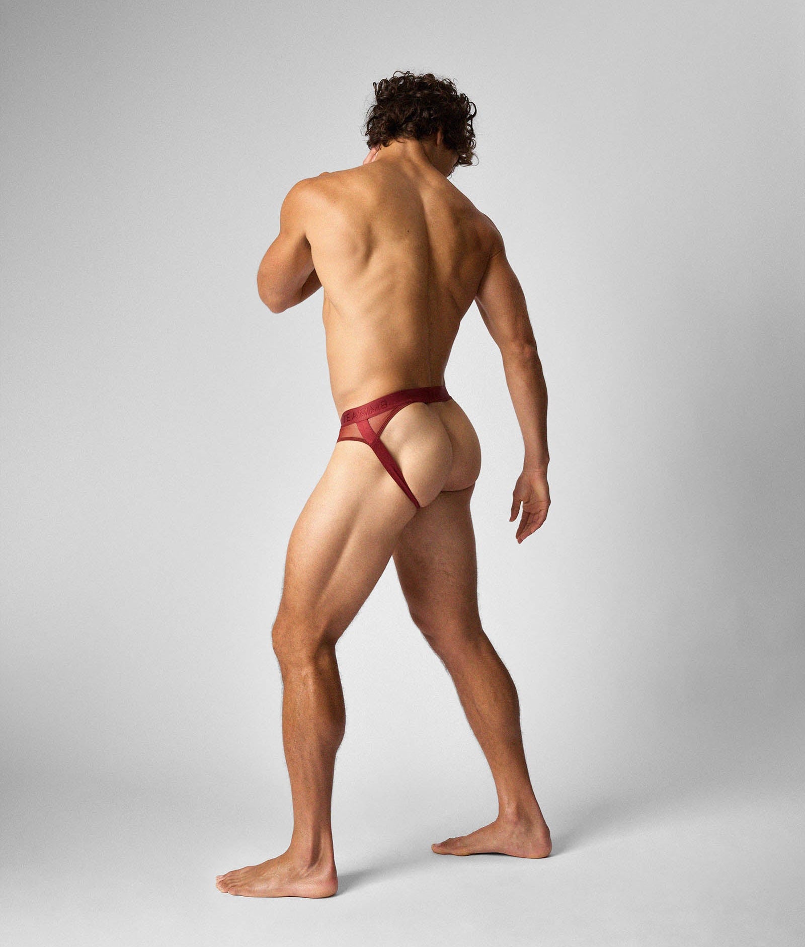 Teamm8 Score Sheer Slim Jockstrap Shiraz - mens sheer jockstrap underwear open back view