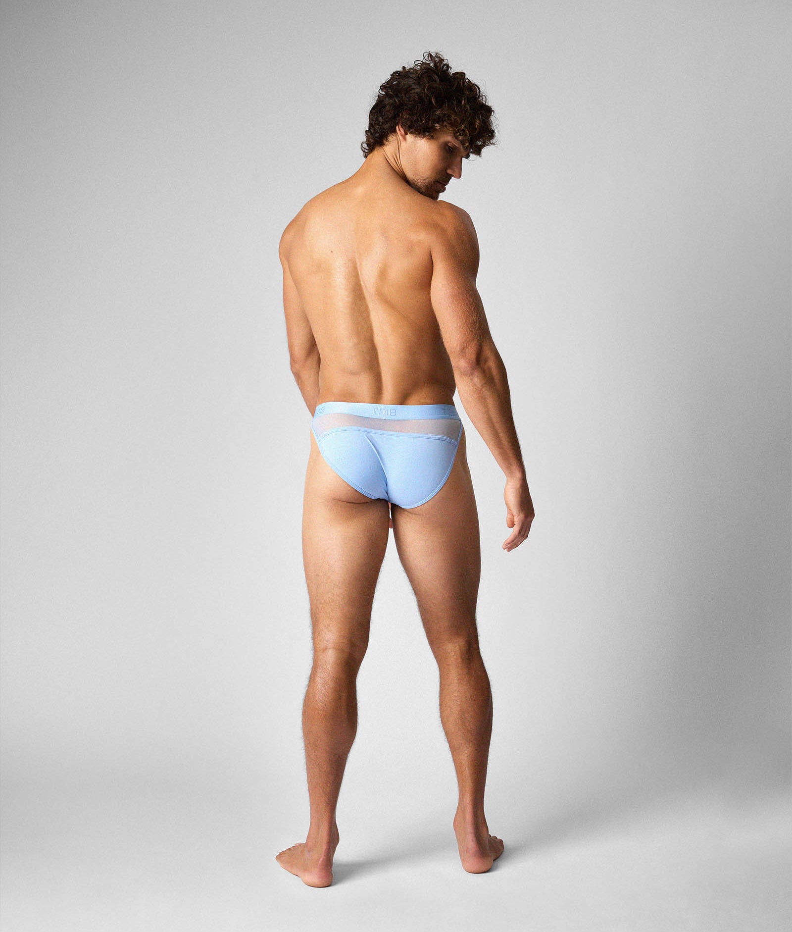 Teamm8 Score Sheer Sports Brief Arctic Blue - mens sheer briefs double peek-a-boo back view
