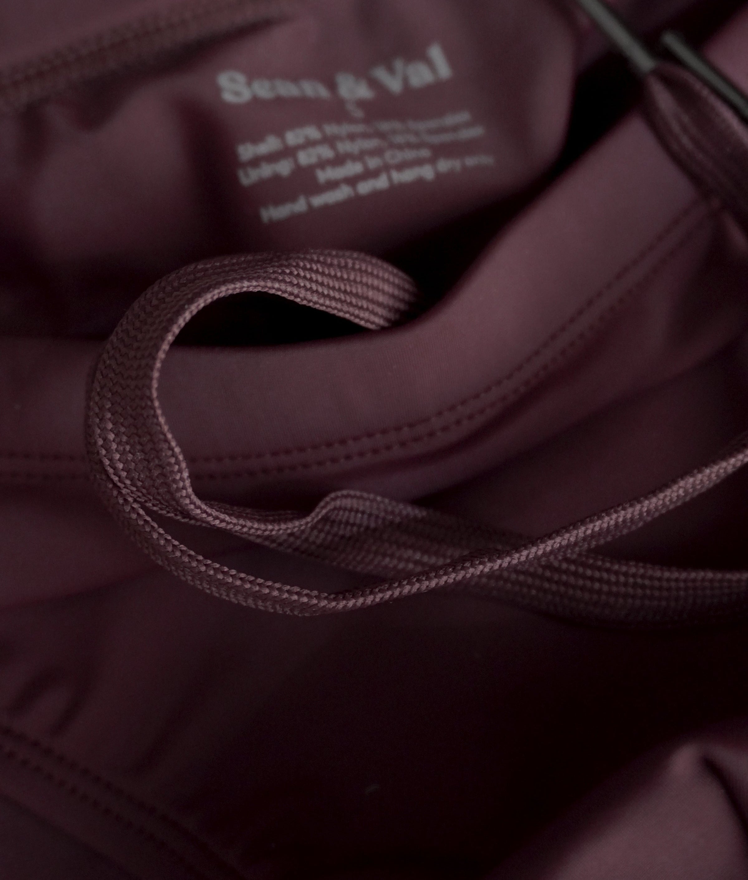 Sean & Val Sports Brief Palermo/Pacific — premium color-matched drawstring detail close-up