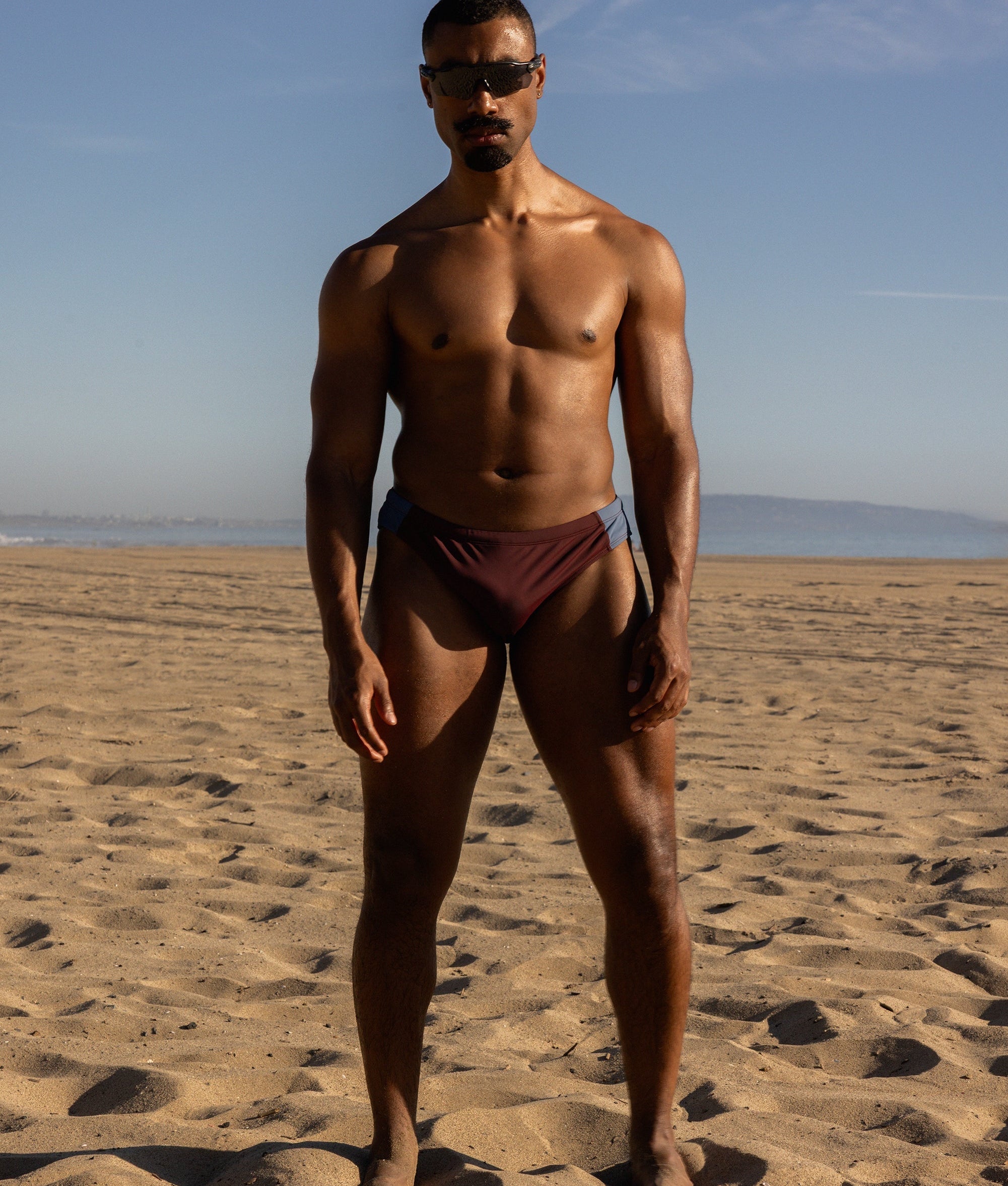 Sean & Val Sports Brief Palermo/Pacific — men's swim brief, model 3/4 front view