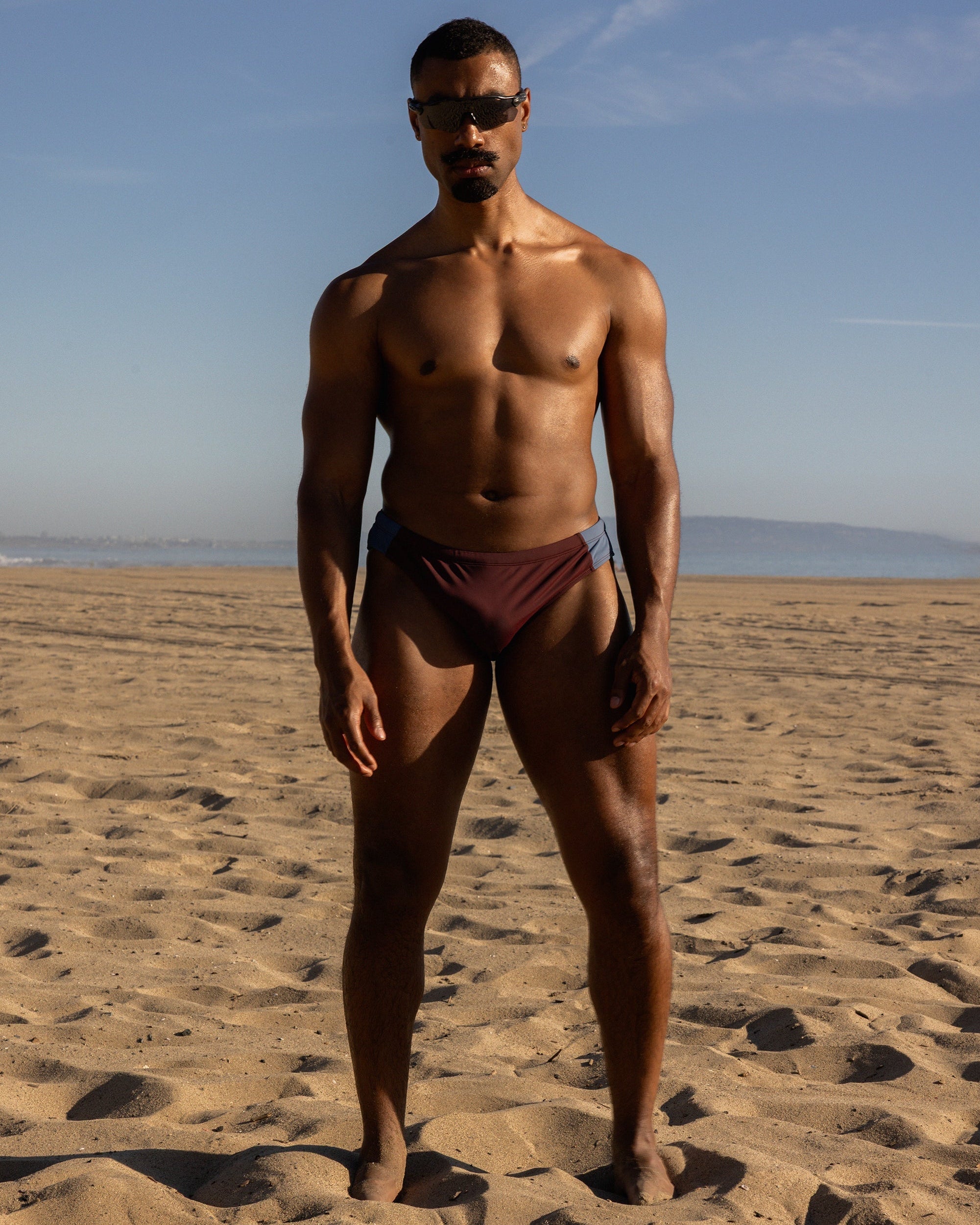 Sean & Val Sports Brief Palermo/Pacific — men's swim brief, model 3/4 front view