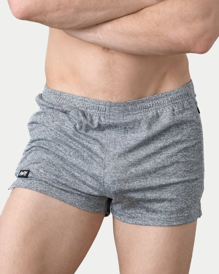 Awry Static Short Gray — rear view showing minimal inseam and static print detail