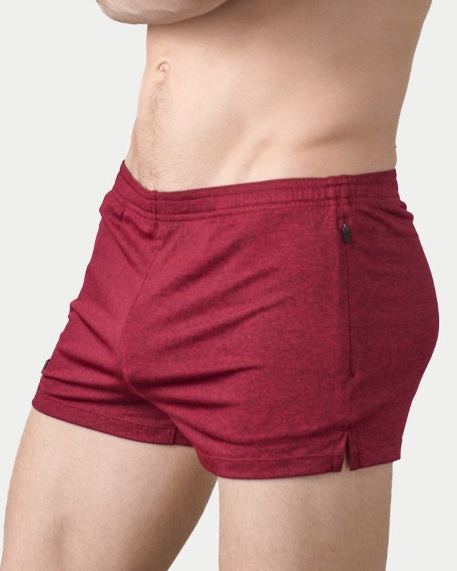 Awry Static Short Red — rear view showing minimal inseam and static print detail