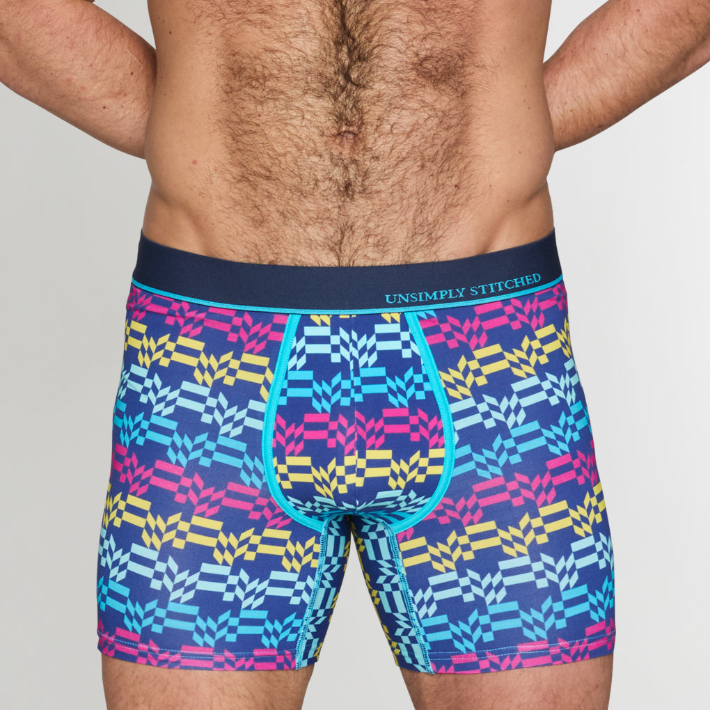 Unsimply Stitched Retro Stripe Boxer Brief Unsimply Stitched Retro Stripe Boxer Brief Blue