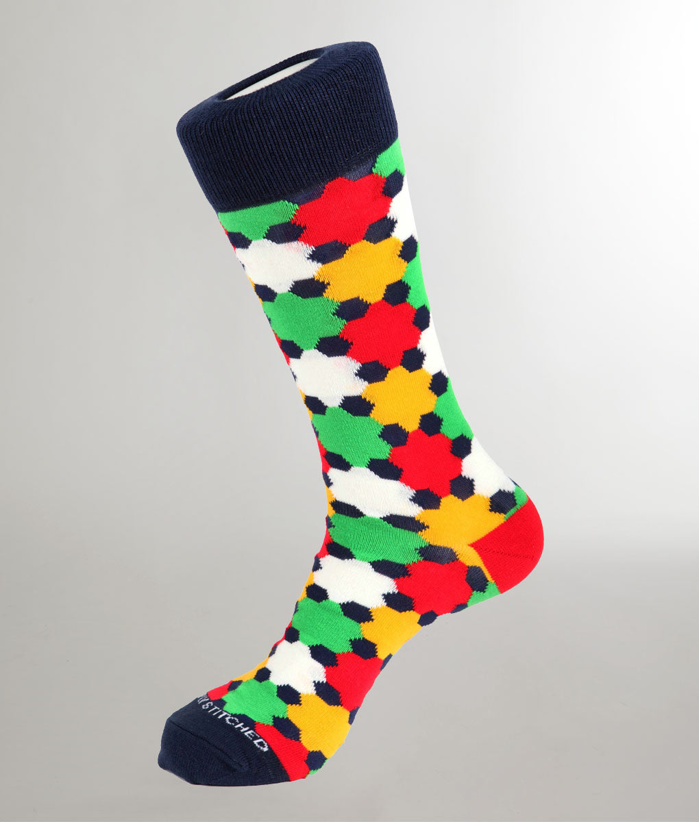 Unsimply Stitched Chemist Sock Green-white-yellow-blue
