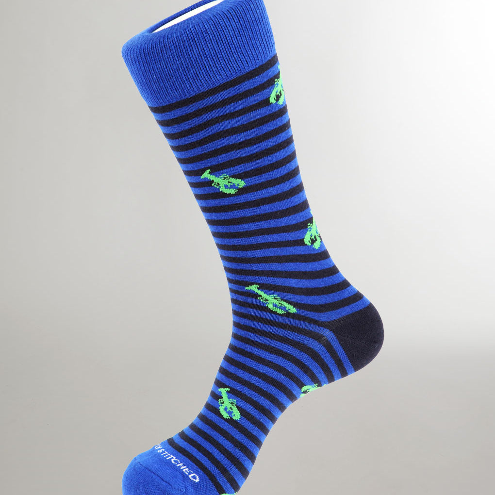 Unsimply Stitched Lobster Stripe Sock Blue-green