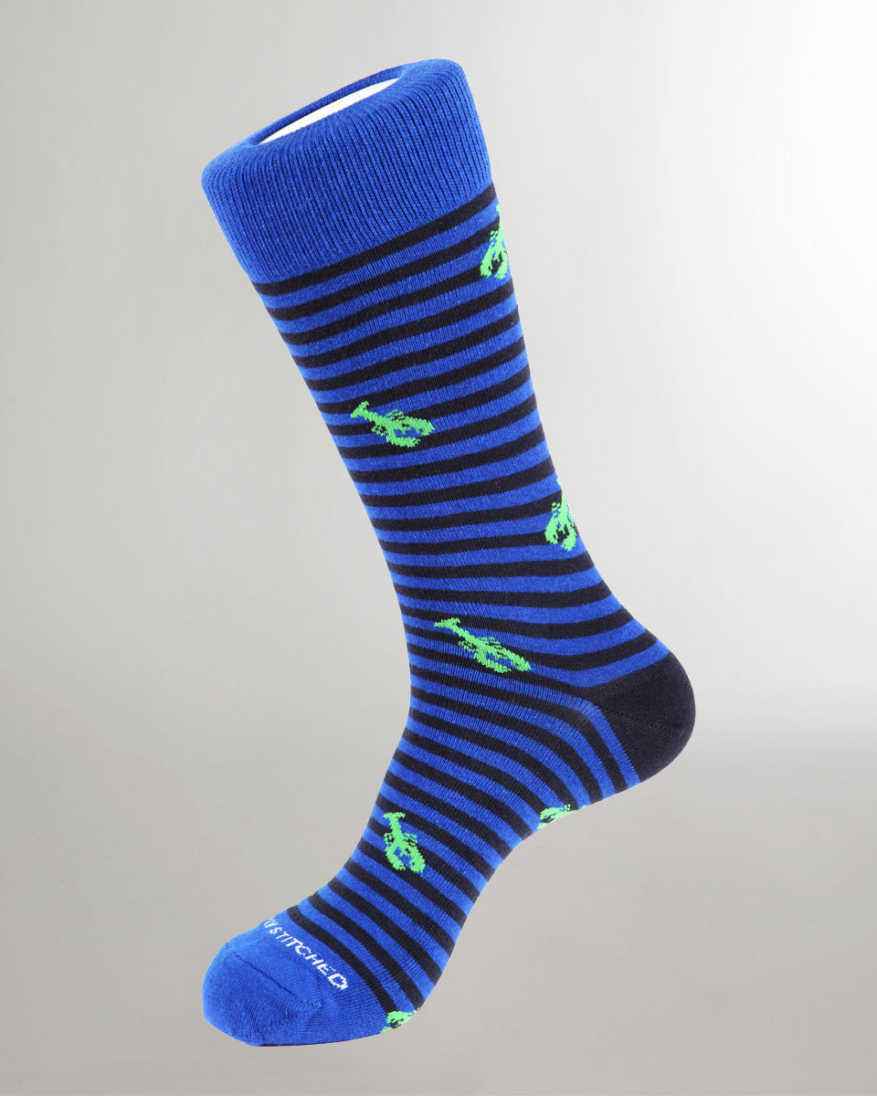 Unsimply Stitched Lobster Stripe Sock Blue-green